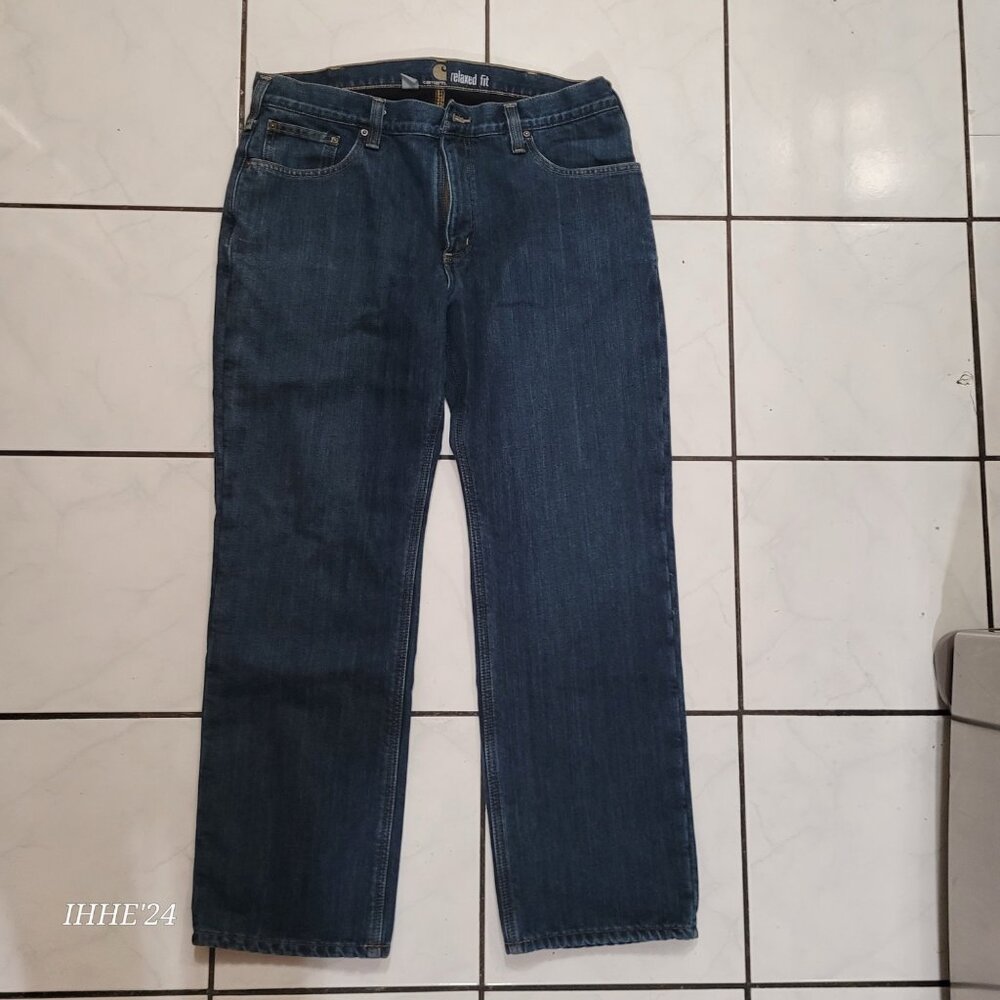 Carhartt Mens Relaxed Fit Jeans 36x30 Blue Denim Built-In Warm - Picture 9 of 12